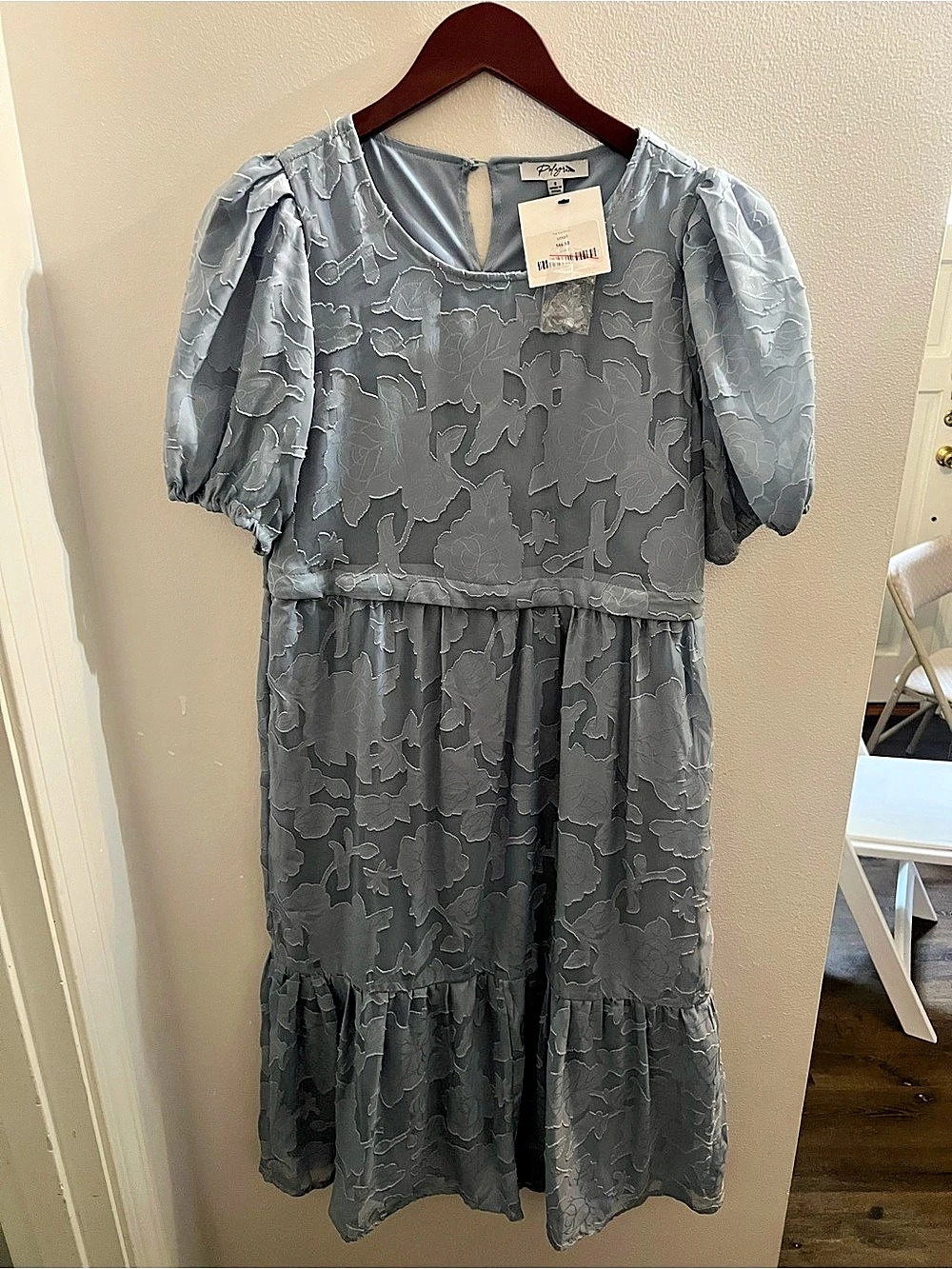 Polagram Floral Maxi Dress in Light Blue Size Small NWT Breastfeeding Friendly